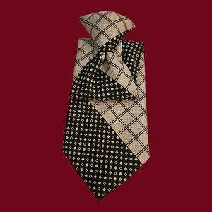 Vintage TITCHE'S Man Shop Dallas Black and Silver Patterned Men's Clip-on Tie